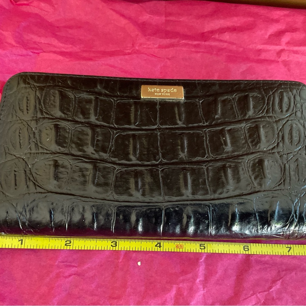 Kate Spade Black Croc Embossed Wallet - Picture 7 of 8